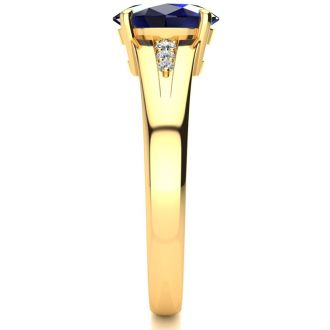 1 2/3ct Oval Shape Sapphire and Diamond Ring in 10k Yellow Gold