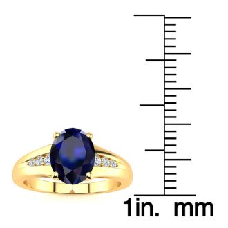 1 2/3ct Oval Shape Sapphire and Diamond Ring in 10k Yellow Gold