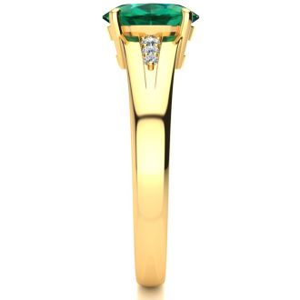 1 1/5ct Oval Shape Emerald and Diamond Ring in 10k Yellow Gold