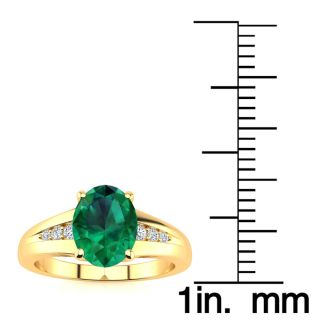 1 1/5ct Oval Shape Emerald and Diamond Ring in 10k Yellow Gold