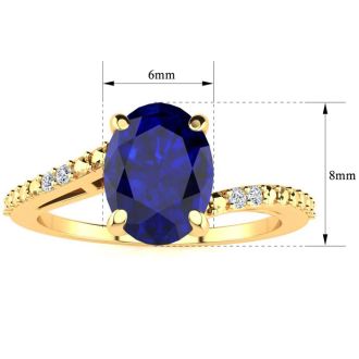 1 1/2ct Oval Shape Sapphire and Diamond Ring in 10k Yellow Gold