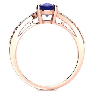 1 1/2ct Oval Shape Sapphire and Diamond Ring in 10k Rose Gold