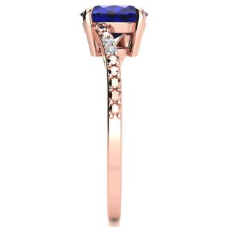 1 1/2ct Oval Shape Sapphire and Diamond Ring in 10k Rose Gold