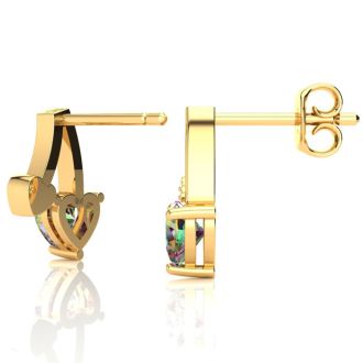 3/4ct Mystic Topaz and Diamond Heart Earrings In 10k Yellow Gold