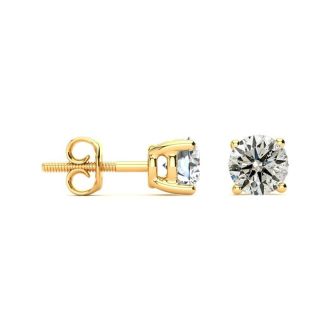 1 1/4 Carat Diamond Stud Earrings In 14 Karat Yellow Gold