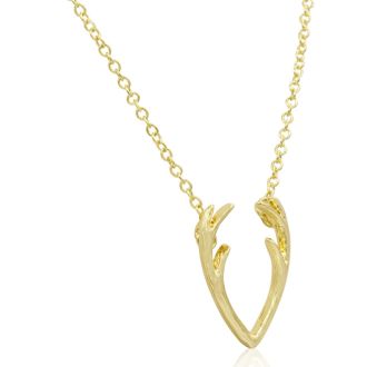 Really Cool Yellow Gold Tone Antler Necklace, 18 Inches