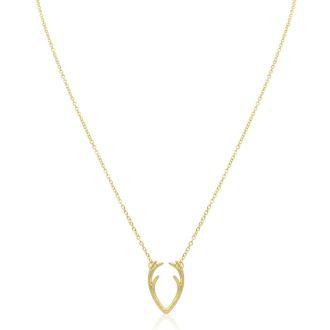 Really Cool Yellow Gold Tone Antler Necklace, 18 Inches