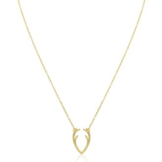 Really Cool Yellow Gold Tone Antler Necklace, 18 Inches