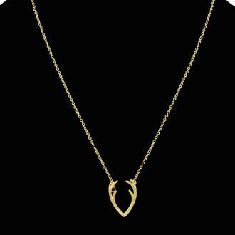 Really Cool Yellow Gold Tone Antler Necklace, 18 Inches