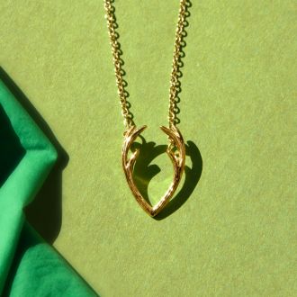 Really Cool Yellow Gold Tone Antler Necklace, 18 Inches