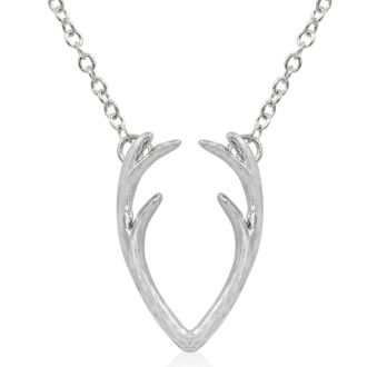 Silver Tone Antler Necklace, 18 Inches