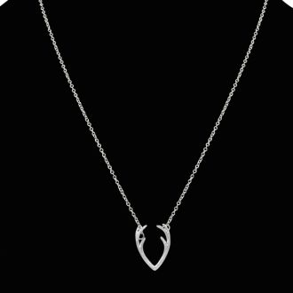 Silver Tone Antler Necklace, 18 Inches