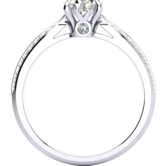 1 Carat Diamond Engagement Ring In 14K White Gold, 3/4 Carat Center Diamond, H-I I1-I2
