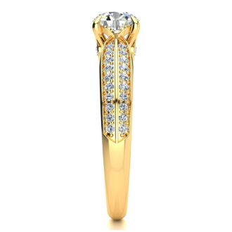 1 Carat Diamond Engagement Ring In 14K Yellow Gold, 3/4 Carat Center Diamond, I-J I1-I2