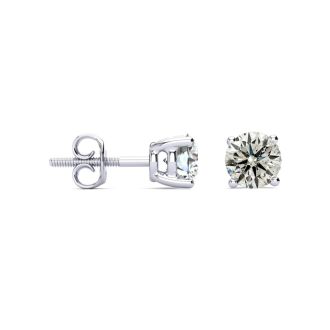 1 1/2 Carat Diamond Stud Earrings In 14 Karat White Gold