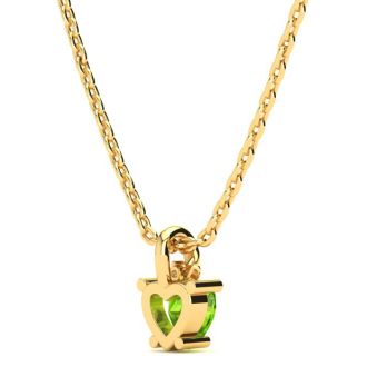 1/2ct Peridot and Diamond Heart Necklace in 10k Yellow Gold