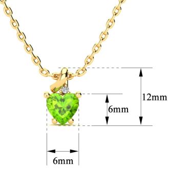 1/2ct Peridot and Diamond Heart Necklace in 10k Yellow Gold
