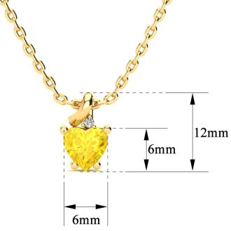 1/2ct Citrine and Diamond Heart Necklace in 10k Yellow Gold