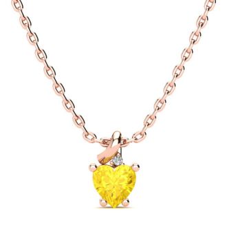 1/2ct Citrine and Diamond Heart Necklace in 10k Rose Gold