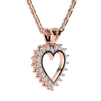 1/4 Carat Classic Diamond Heart Pendant in Rose Gold