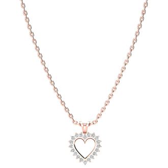 1/4 Carat Classic Diamond Heart Pendant in Rose Gold