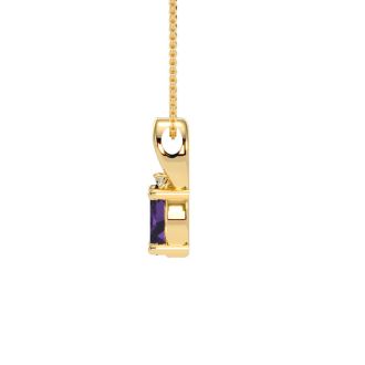 1/2ct Oval Shape Amethyst and Diamond Necklace in 10k Yellow Gold
