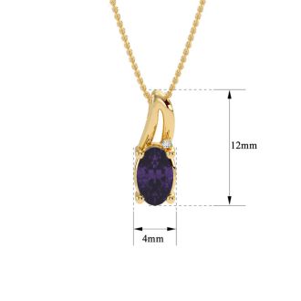 1/2ct Oval Shape Amethyst and Diamond Necklace in 10k Yellow Gold