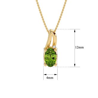 1/2ct Oval Shape Peridot and Diamond Necklace in 10k Yellow Gold