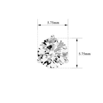 1 1/2 Carat Diamond Stud Earrings In Martini Setting 14 Karat White Gold