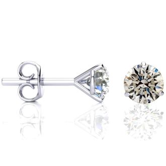 1 1/2 Carat Diamond Stud Earrings in 14 Karat White Gold Martini Setting