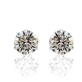 1 1/2 Carat Diamond Stud Earrings in 14 Karat White Gold Martini Setting