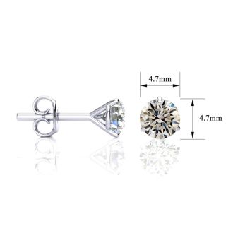 1 1/2 Carat Diamond Stud Earrings in 14 Karat White Gold Martini Setting