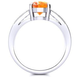 1-1/3 Carat Fire Opal Ring and Diamonds In 14 Karat White Gold