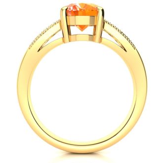1-1/3 Carat Fire Opal Ring and Diamonds In 14 Karat Yellow Gold