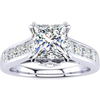 2 Carat Princess Cut Diamond Engagement Ring In 14K White Gold