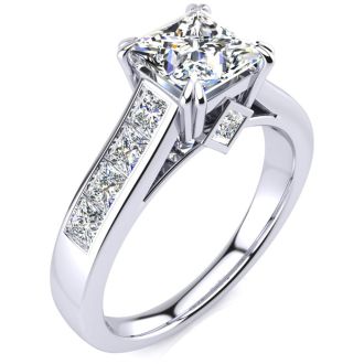2 Carat Princess Cut Diamond Engagement Ring In 14K White Gold