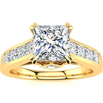 2 Carat Princess Cut Diamond Engagement Ring In 14K Yellow Gold