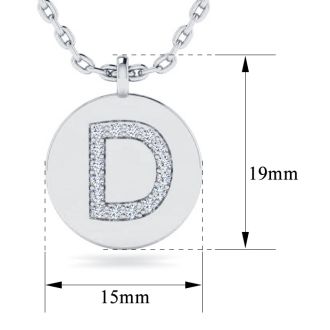 Letter D Diamond Initial Necklace In 14K White Gold With 16 Diamonds
