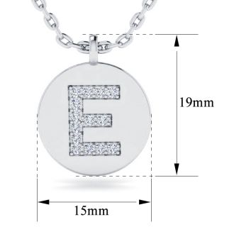 Letter E Diamond Initial Necklace In 14K White Gold With 14 Diamonds