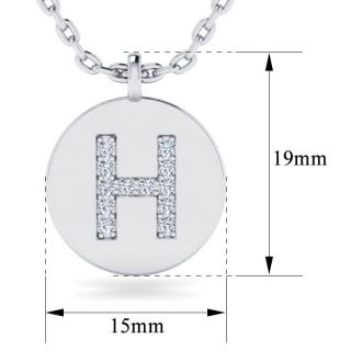 Letter H Diamond Initial Necklace In 14K White Gold With 12 Diamonds