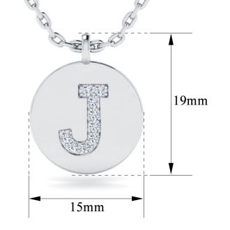 Letter J Diamond Initial Necklace In 14K White Gold With 9 Diamonds
