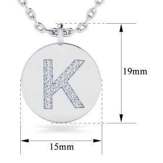 Letter K Diamond Initial Necklace In 14K White Gold With 13 Diamonds