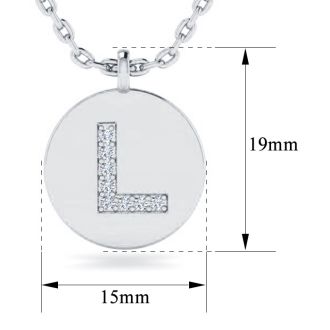 Letter L Diamond Initial Necklace In 14K White Gold With 8 Diamonds