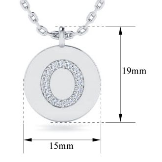 Letter O Diamond Initial Necklace In 14K White Gold With 16 Diamonds