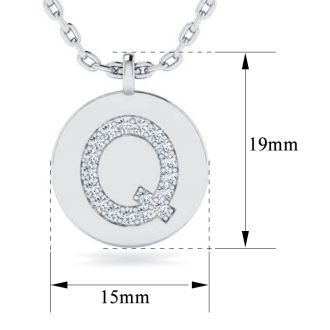 Letter Q Diamond Initial Necklace In 14K White Gold With 18 Diamonds