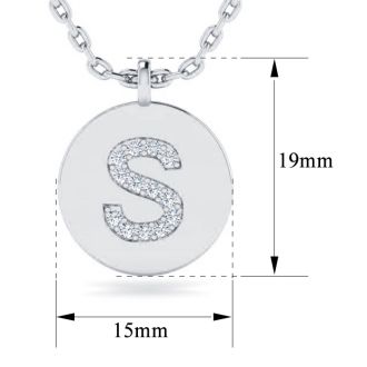 Letter S Diamond Initial Necklace In 14K White Gold With 14 Diamonds