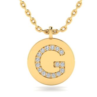 Letter G Diamond Initial Necklace In 14K Yellow Gold With 16 Diamonds