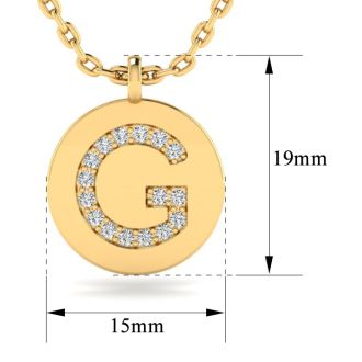 Letter G Diamond Initial Necklace In 14K Yellow Gold With 16 Diamonds