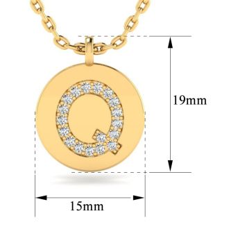 Letter Q Diamond Initial Necklace In 14K Yellow Gold With 18 Diamonds