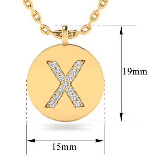 Letter X Diamond Initial Necklace In 14K Yellow Gold With 13 Diamonds